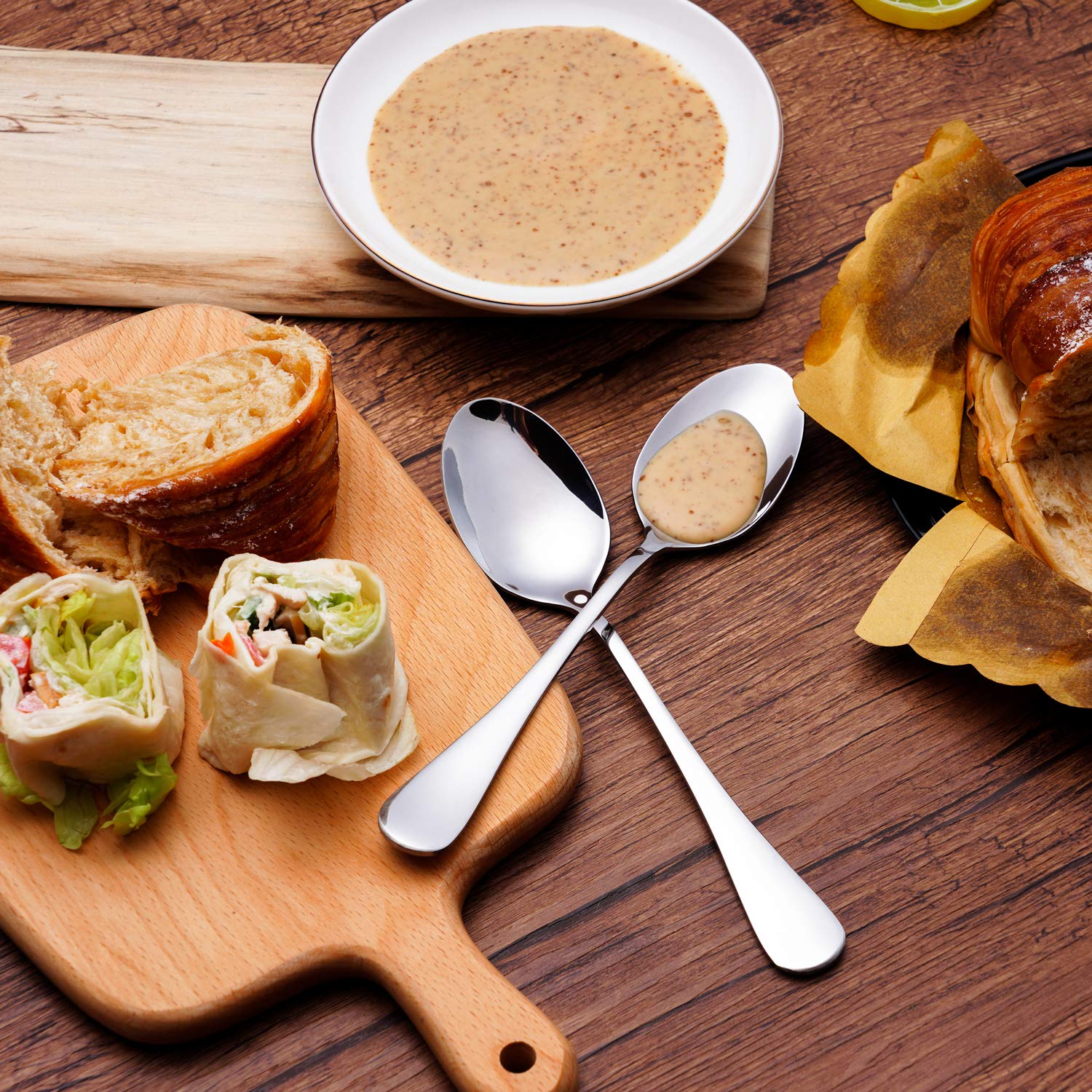 24 Piece Teaspoons Set,Food Grade 18/10 Stainless Steel Tea Spoons,Durable Small Spoons,Metal Dessert Spoon,Spoons Silverware Fo